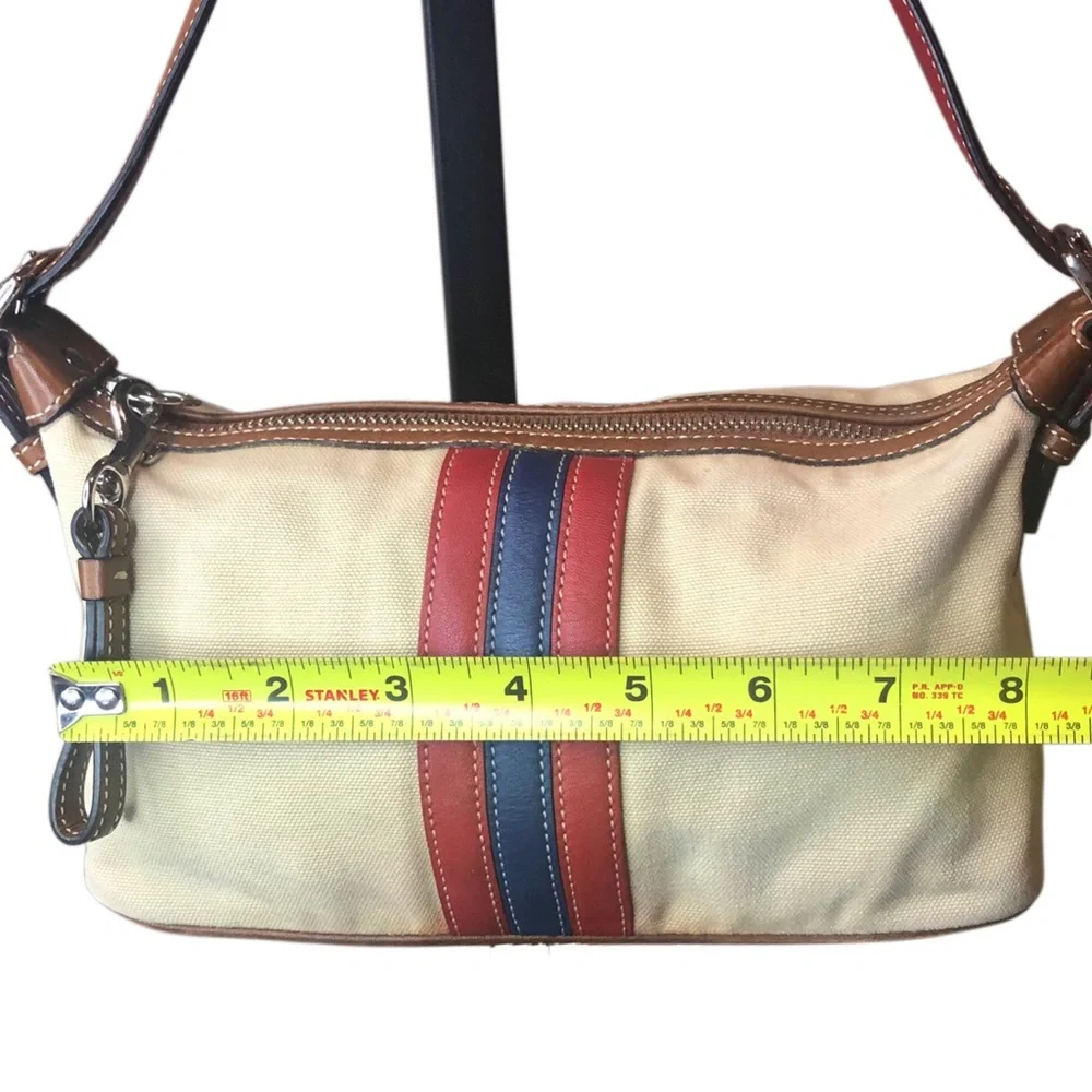 COACH Soho Hampton Canvas Stripe Mini Shoulder Bag with Exterior Zip Pocket